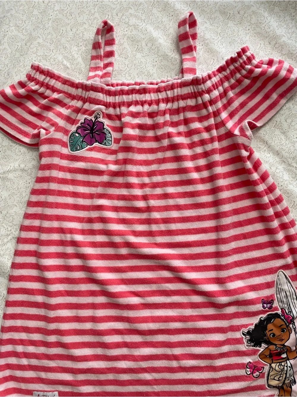 Disney Animators Collection Moana Striped Cover Up Dress Girls 7/8 Striped